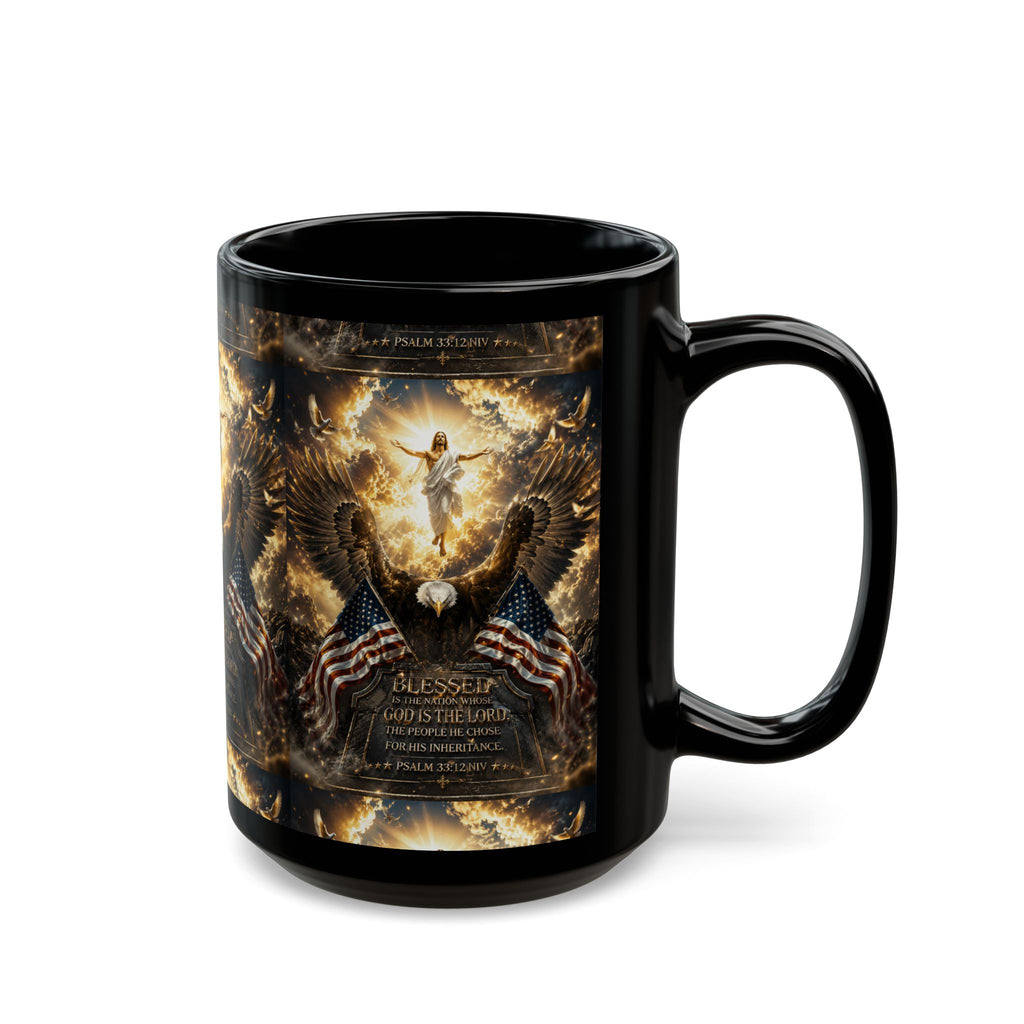Patriotic Angel & Eagle Design with 'Blessed' Scripture Mug (15oz)  Item #