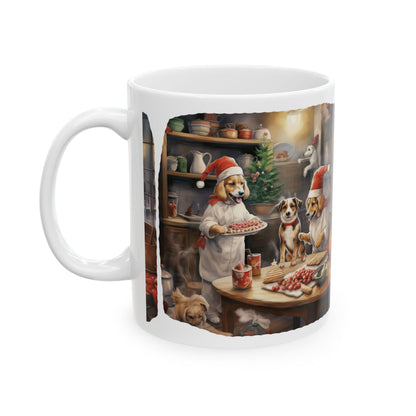Christmas Kitchen Dogs Ceramic Mug — Festive Dogs in Santa Hats 11oz   Item #100811
