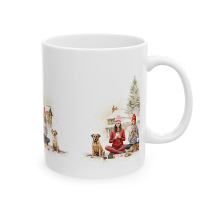 Holiday Friends Ceramic Mug — Cozy Winter Family Scene 11oz   Item #812654