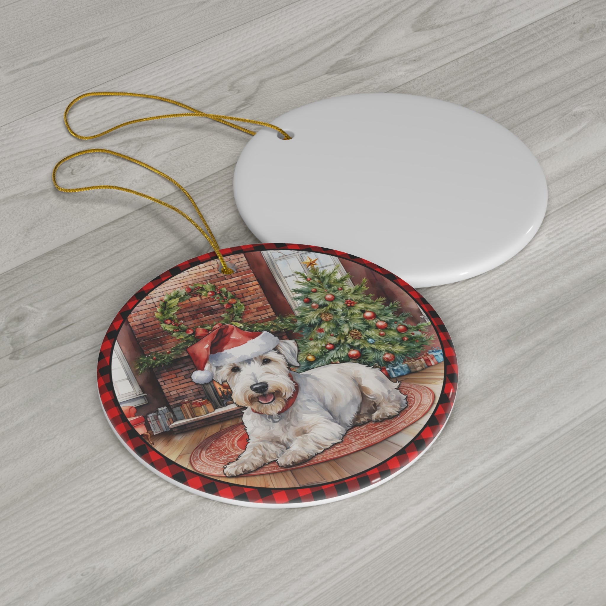 Sealyham Terrier Christmas Dog Ceramic Disc Ornament       Item #345162