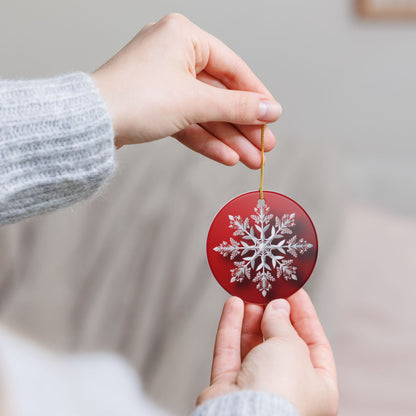 Red Snowflake Ceramic Christmas Ornament   Item #56236
