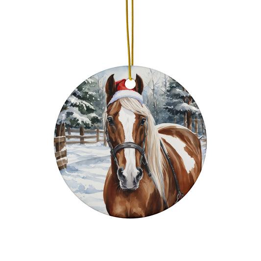 Horse Christmas Ceramic Disc Ornament       Item #9230307