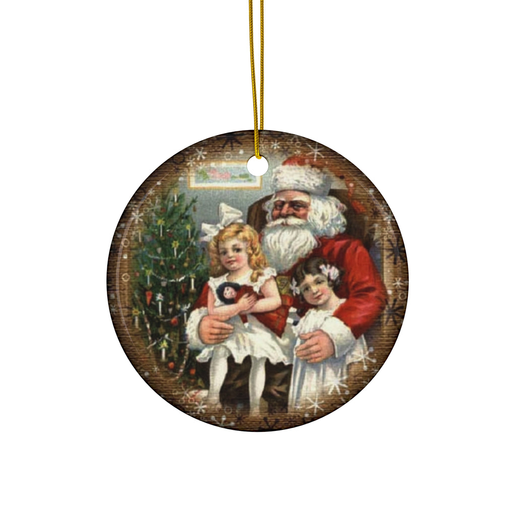 Santa With Kids Ceramic Disc Ornament      Item #5438238 - Buckshot's Bargain Barn
