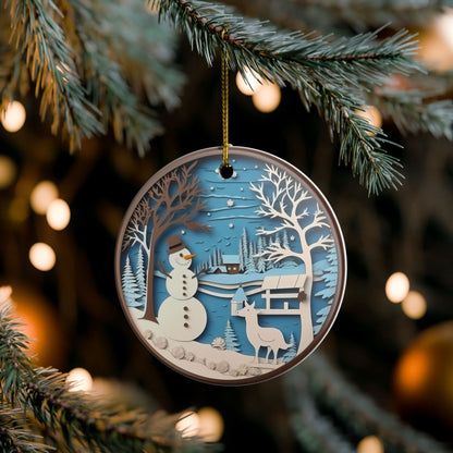 Winter Wonderland Snowman Ceramic Ornament    Item #674522