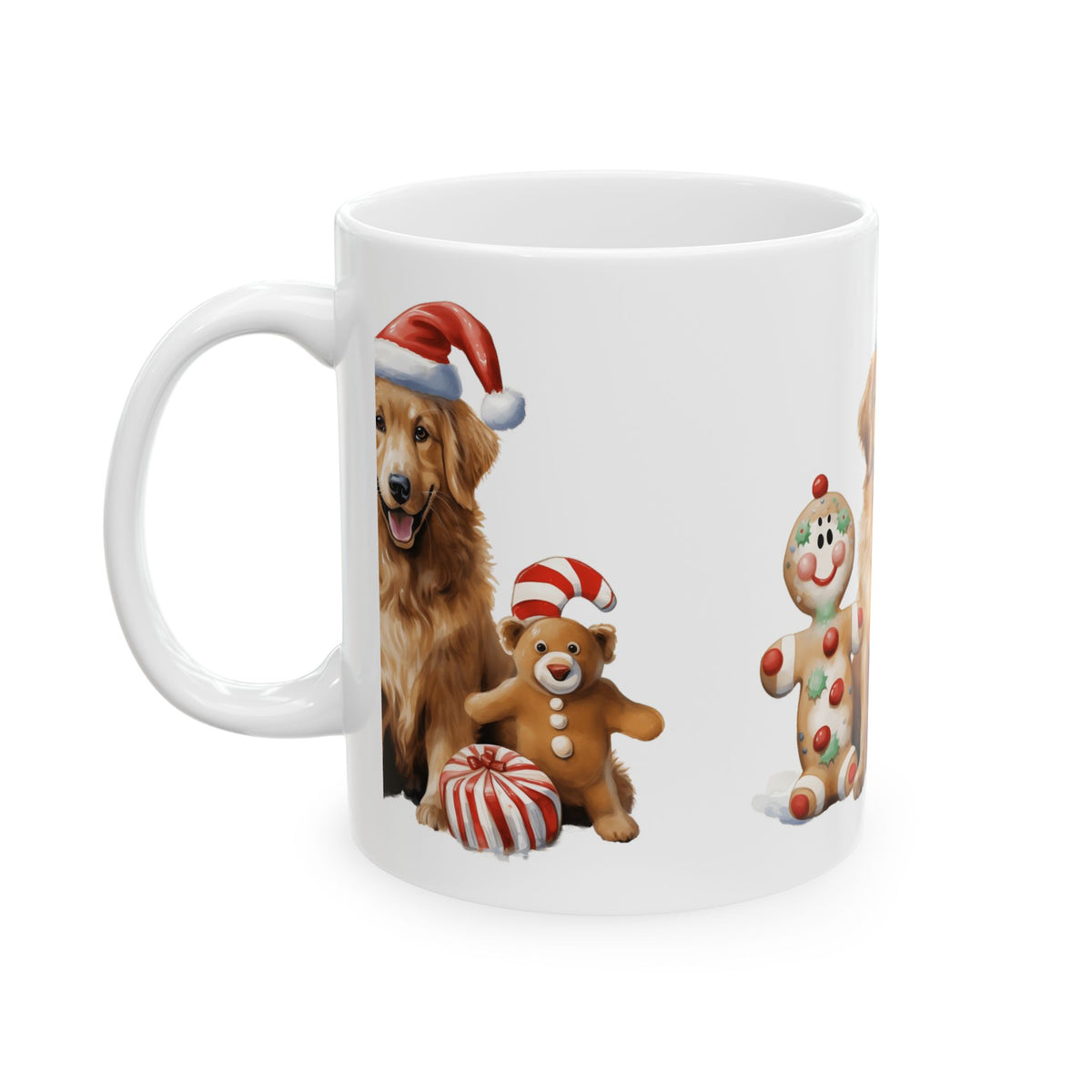 Christmas Golden Retriever Mug with Snowman and Gingerbread Decor 11oz  Item #78973