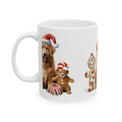 Christmas Golden Retriever Mug with Snowman and Gingerbread Decor 11oz  Item #78973