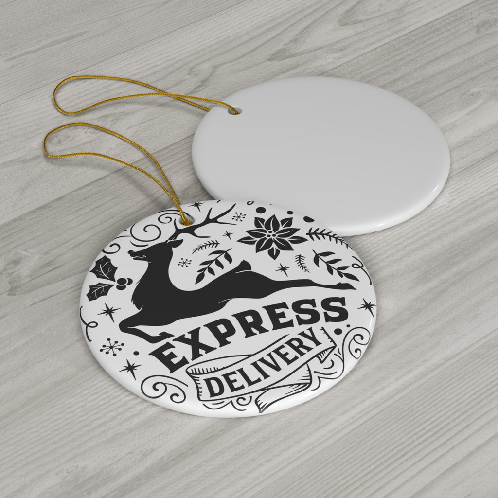 Express Delivery Reindeer Ceramic Ornament     Item #6754512 - Buckshot's Bargain Barn