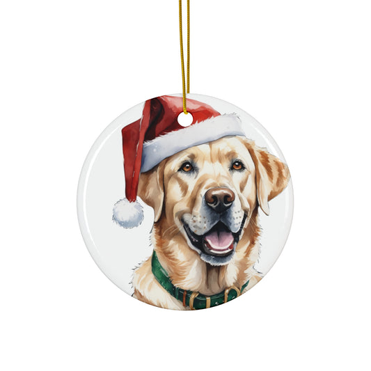 Ceramic Ornament - Labrador Retriever With Santa Hat      Item #915658