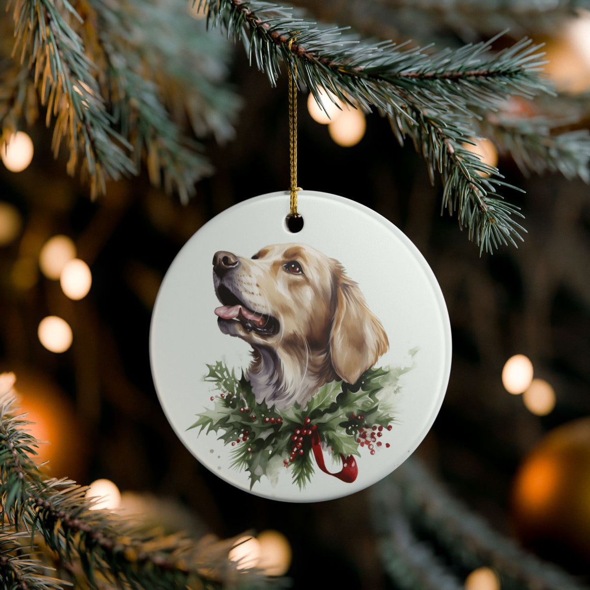 Golden Retriever Christmas Ceramic Ornament    Item #10924