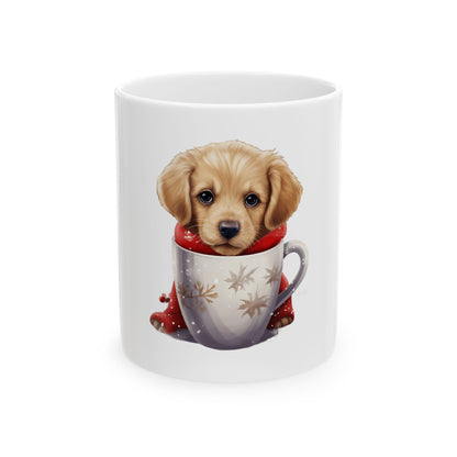Cute Puppy in Holiday Mug — Ceramic Coffee Tea Cup 11oz   Item #743367