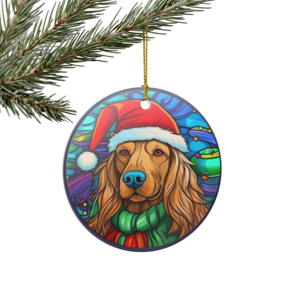 Christmas Golden Retriever Ceramic Ornament    Item #21977