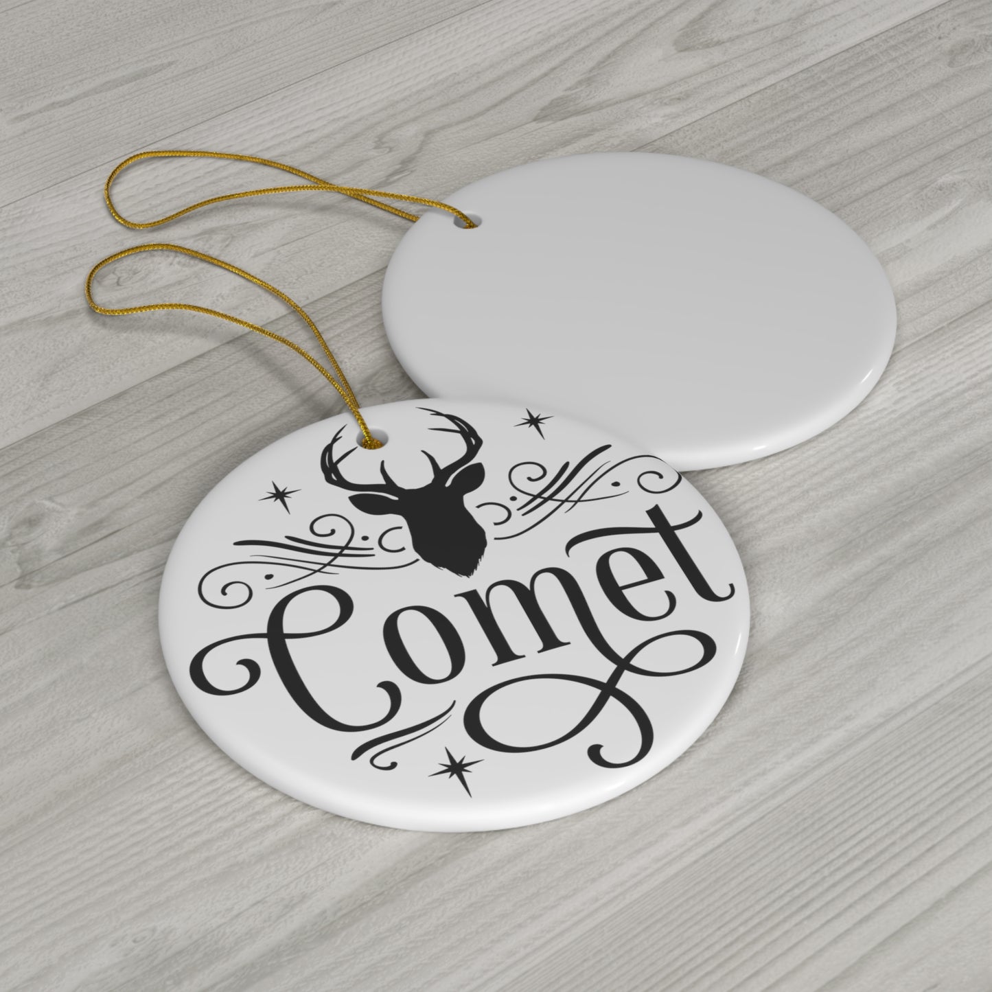 Comet Reindeer Ceramic Ornament By Santa's Creations      Item #5905938