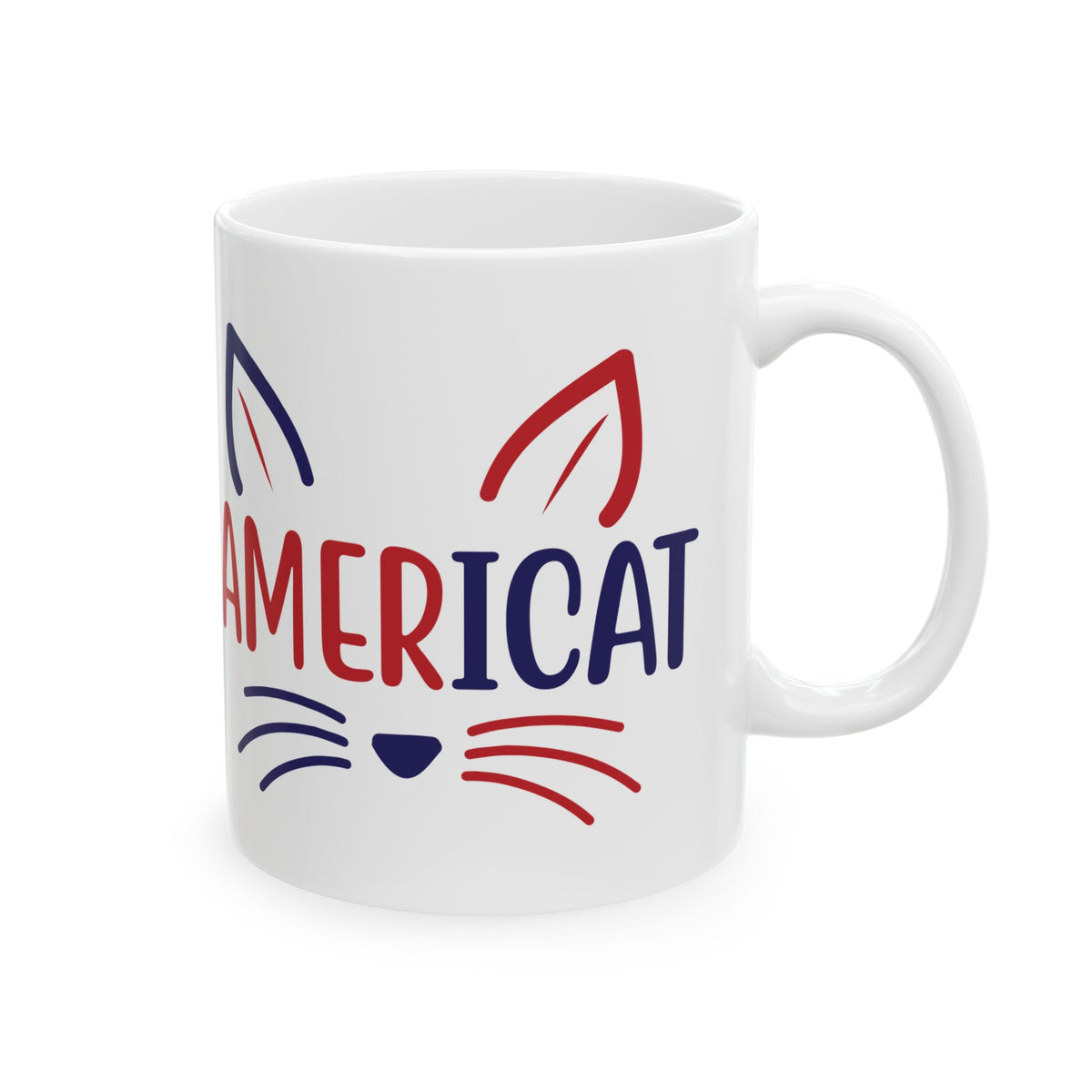American Cat Ceramic Mug — Patriotic Cat Lover Coffee Cup 11oz   Item #831399
