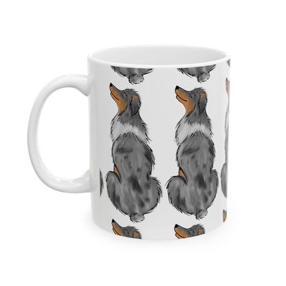 Australian Shepherd Pattern Ceramic Mug – Cute Blue Merle Dog Coffee Cup 11oz   Item #500732