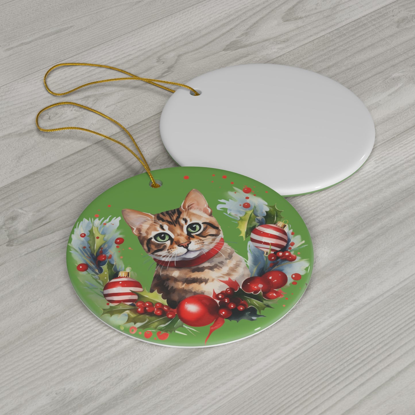 Ceramic Ornament - Christmas Cat      Item #4603891