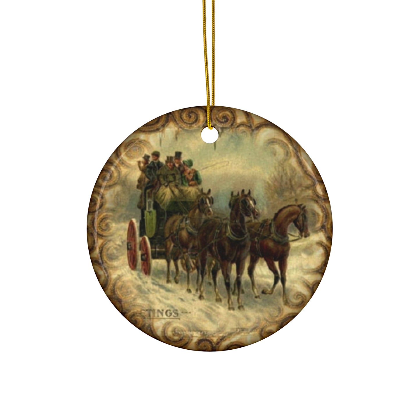 Christmas Stagecoach Ceramic Disc Ornament         Item #5228328