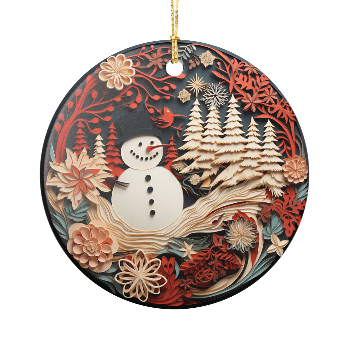 Snowman Winter Wonderland Ceramic Ornament    Item #99778