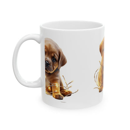Cute Puppy Ceramic Mug — Adorable Brown Puppy Coffee Cup, Gift for Dog Lovers  11oz   Item #952094
