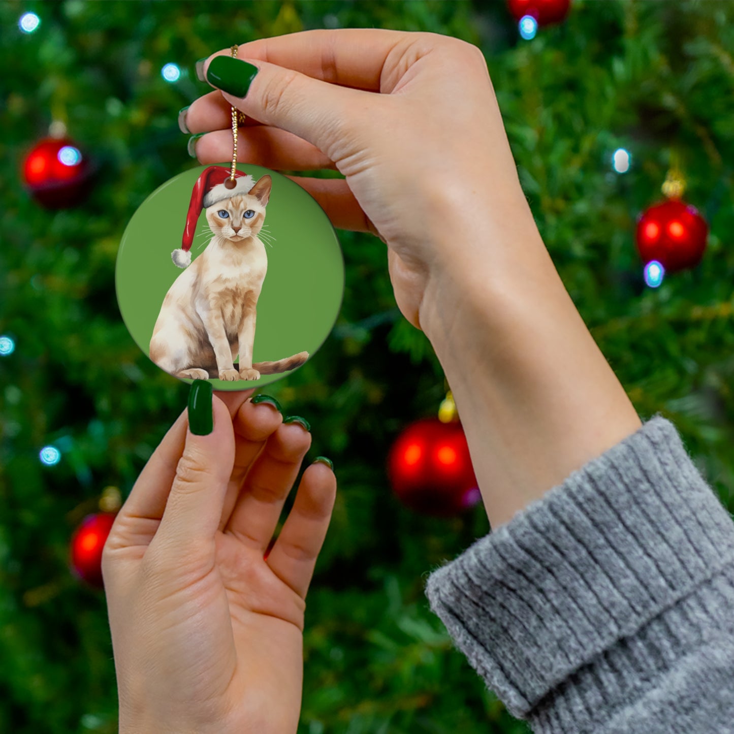 Ceramic Ornament - Javanese Xmas Cat    Item #968802