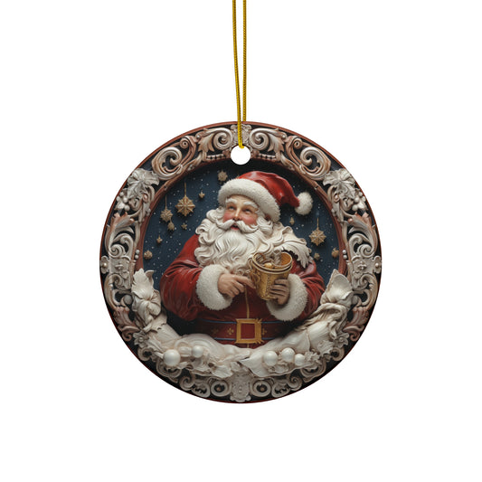 3D Santa Ceramic Disc Ornament      Item #175386