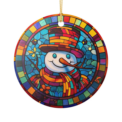 Stained Glass Snowman Ceramic Ornament   Item #61321