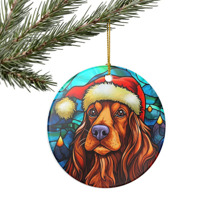 Santa Dog Ceramic Christmas Ornament   Item #154087