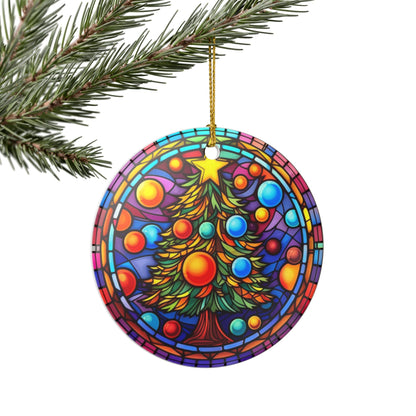 Colorful Stained Glass Christmas Tree Ceramic Ornament   Item #731784