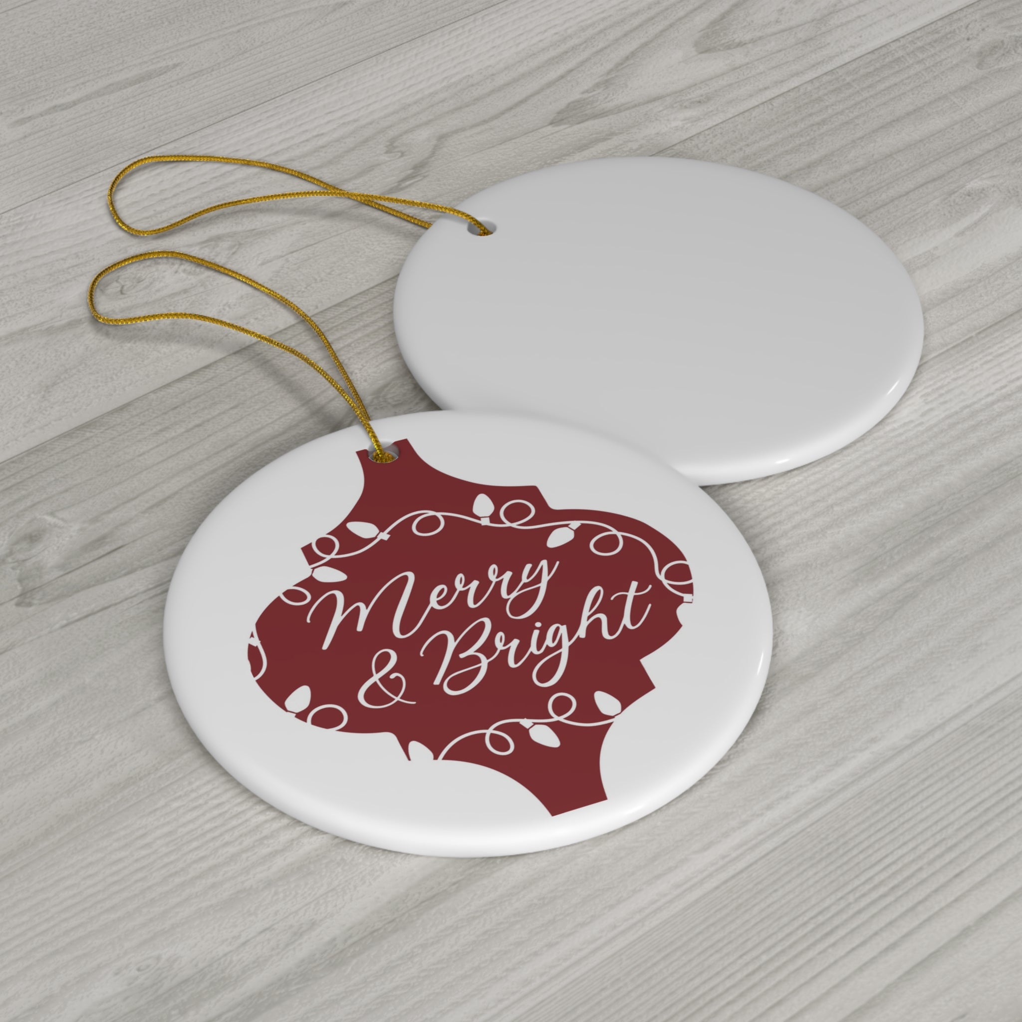 Merry And Bright  Ceramic Disc Ornament       Item #3332616