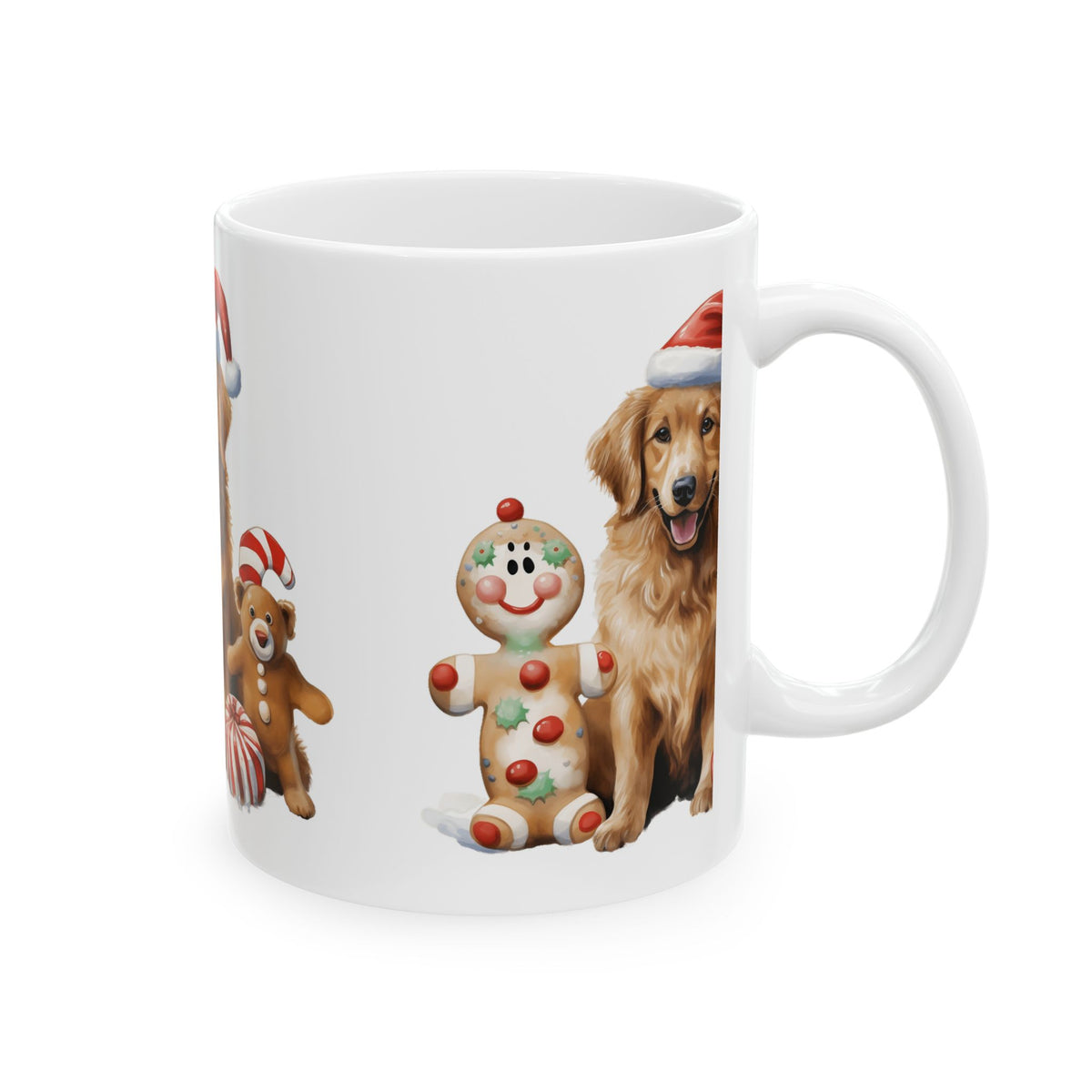 Christmas Golden Retriever Mug with Snowman and Gingerbread Decor 11oz  Item #78973