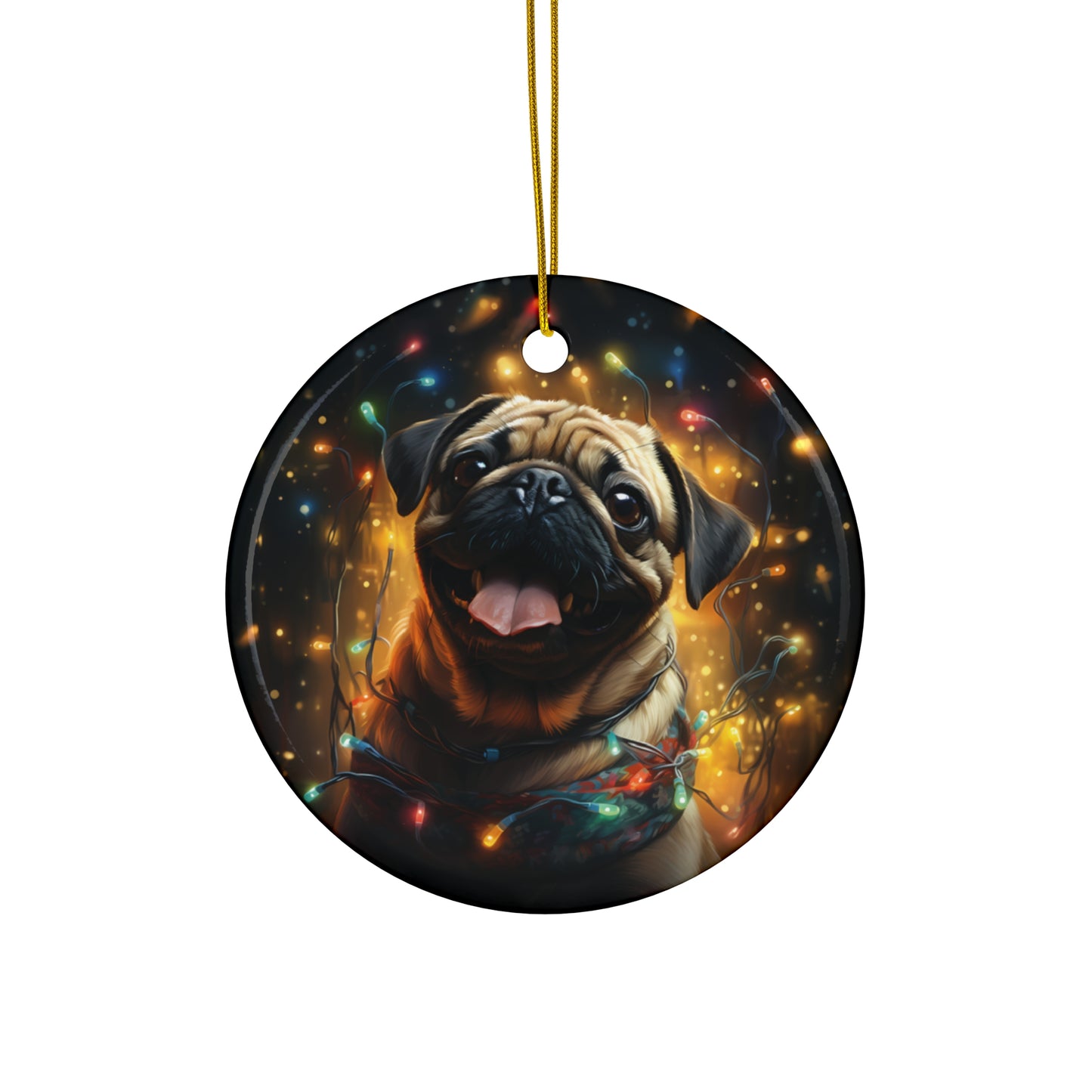 Ceramic Ornament - Xmas Dog With Lights       Item #6831208