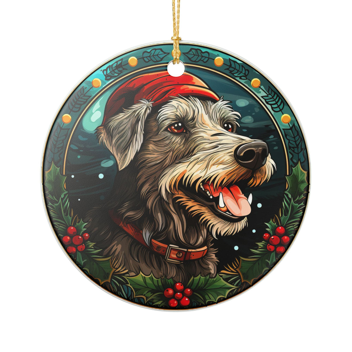 Irish Wolfhound Dog Christmas Ceramic Ornament Item #228179