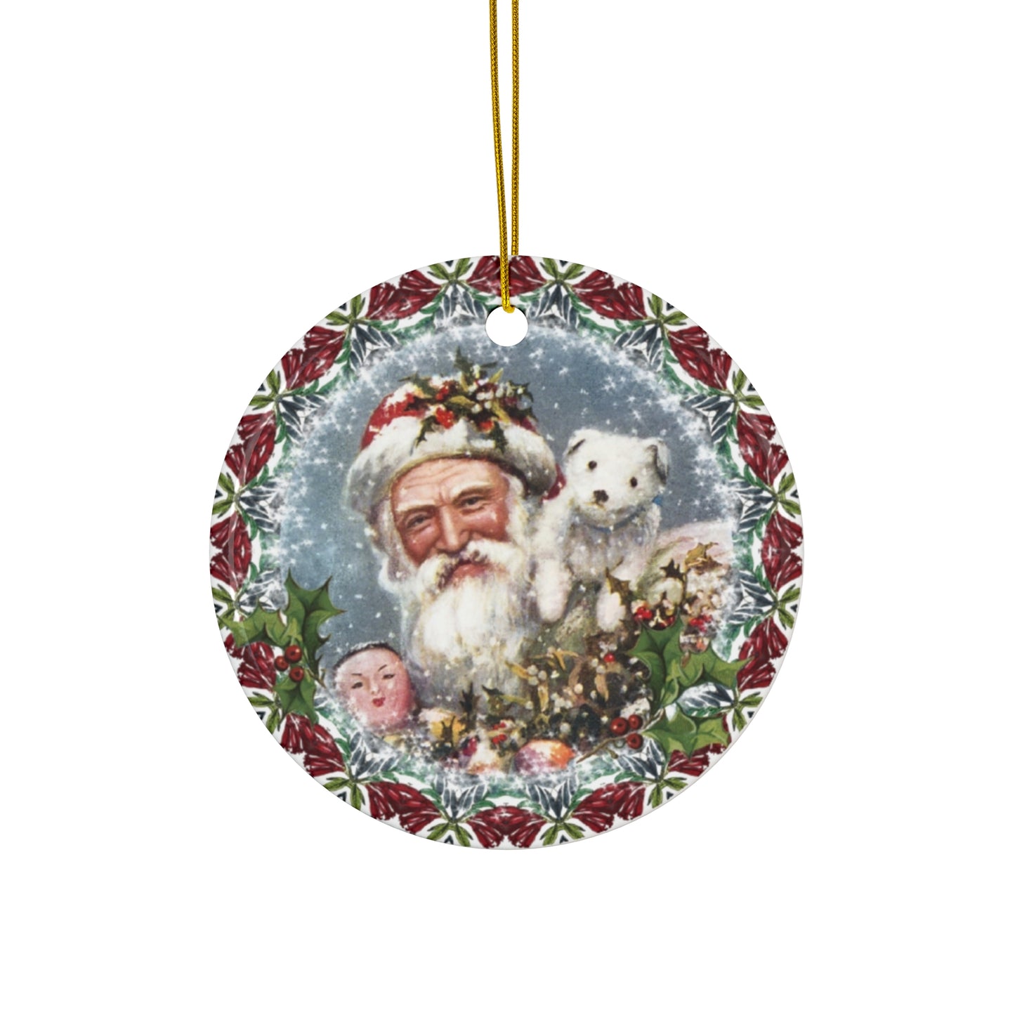 Santa Ceramic Disc Ornament        Item #908435