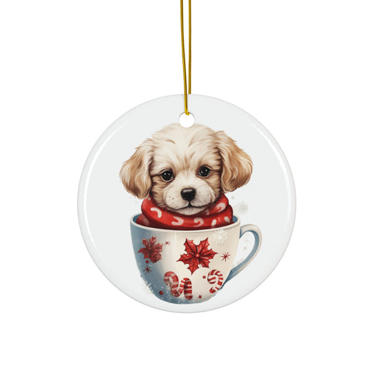 Christmas Dog Ceramic Disc Ornament             Item #8742813