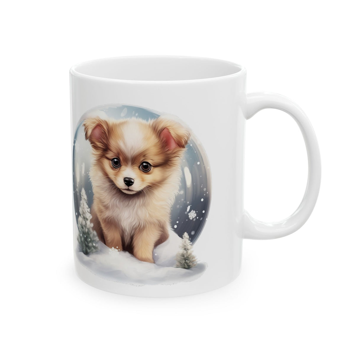 Winter Dog Christmas Tree And Snow Ceramic Mug 11oz  Item #399077