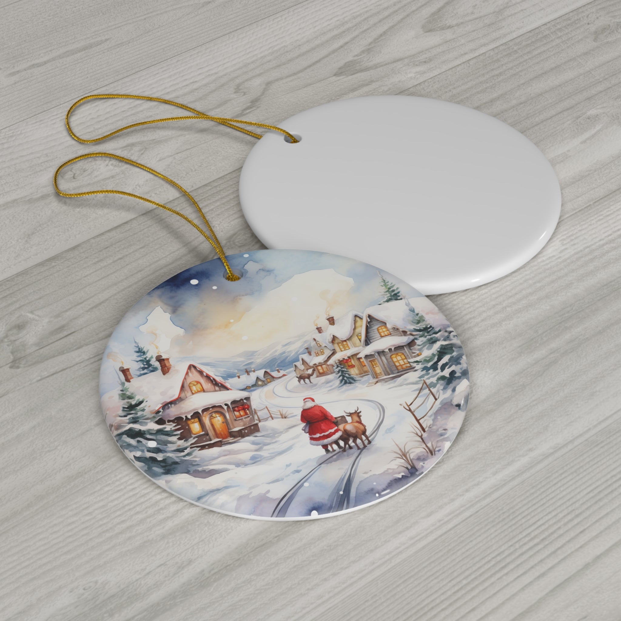 Santa Ceramic Disc Ornament       Item #6089289