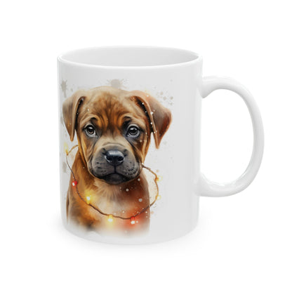 Festive Boxer Dog In Lights Christmas Ceramic Mug 11oz   Item #599698