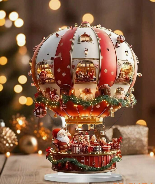 Santa Claus Hot Air Balloon Figurine By Santa's Creations