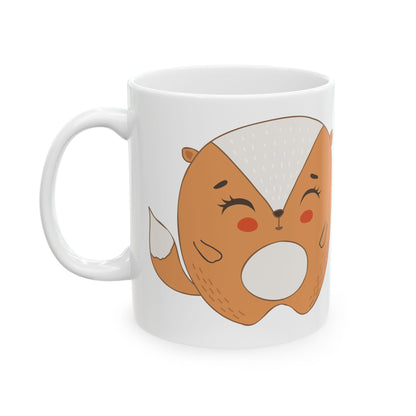 Cute Fox Ceramic Mug — Adorable Smiling Fox Coffee Cup 11oz   Item #910122