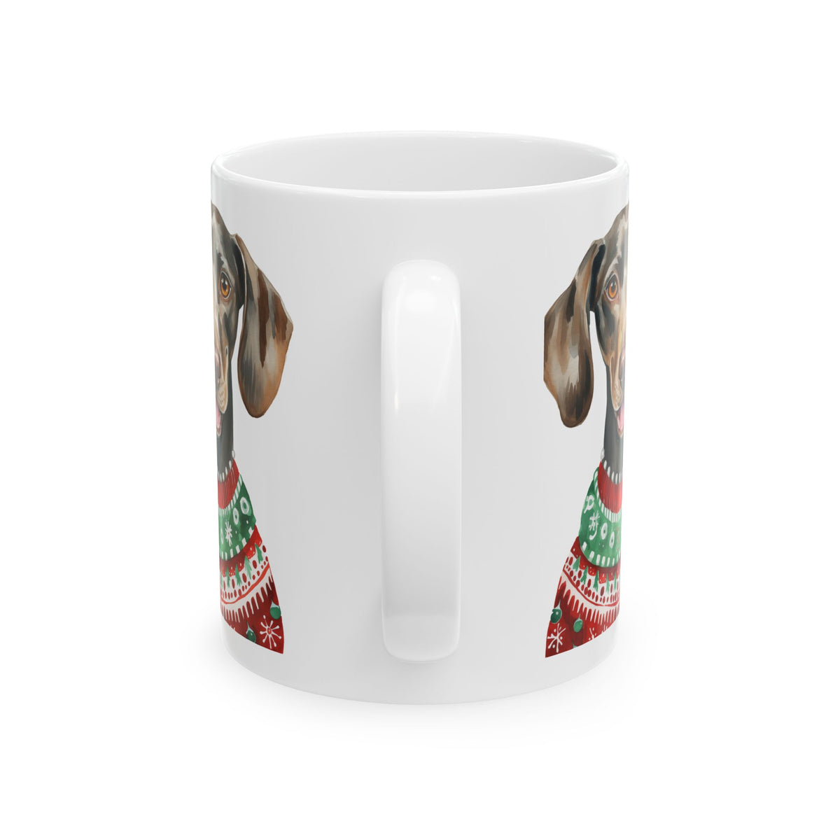 Dog Christmas Mug – Cute Dog in Holiday Sweater 11oz    Item #196246