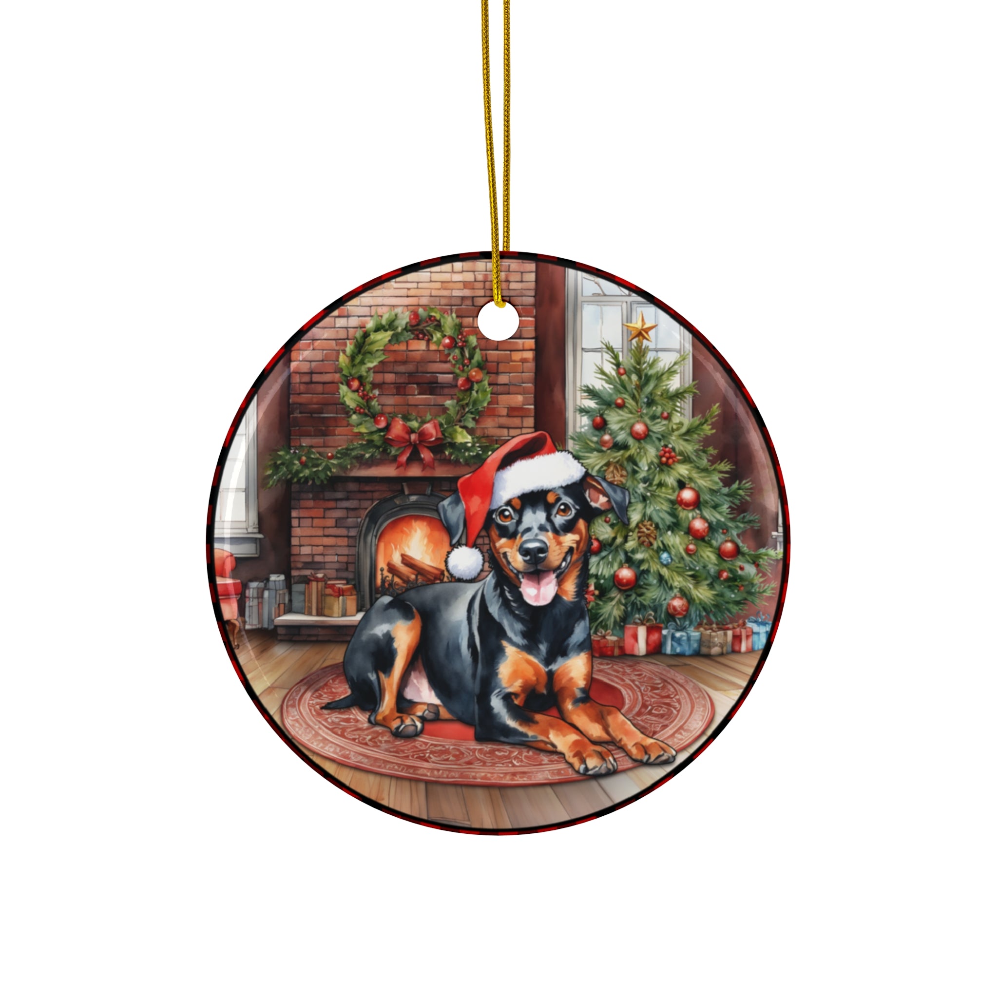 Ceramic Ornament - Miniature Pinscher Christmas Dog       Item #8587304