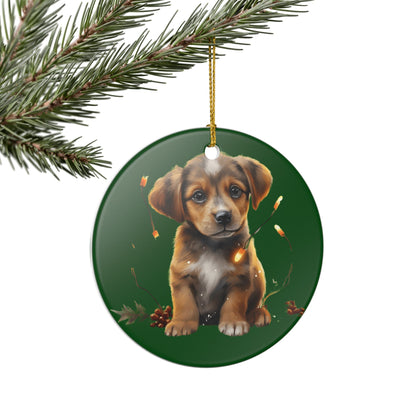 Ceramic Puppy Christmas Ornament  Item #959858