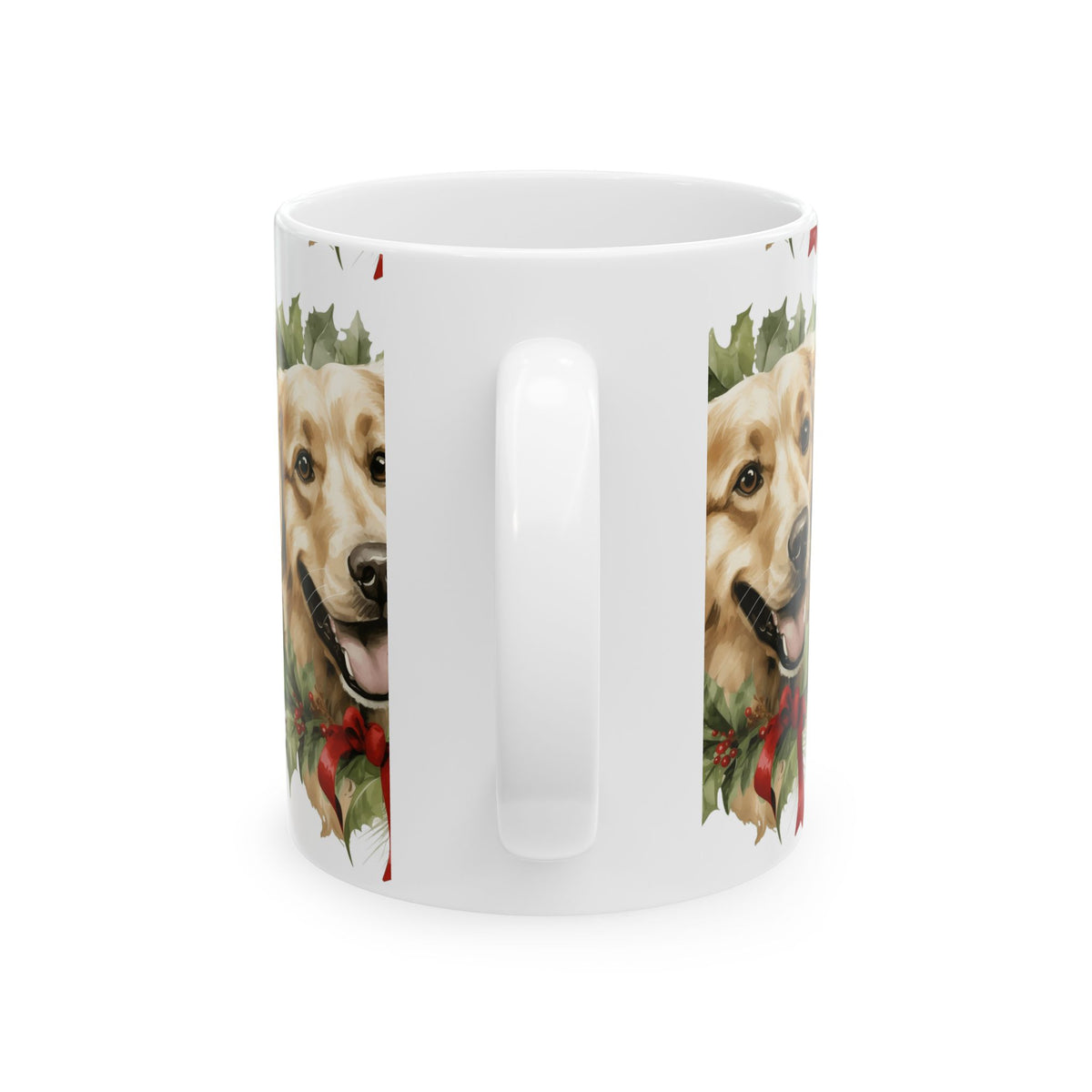 Golden Retriever Holiday Wreath Mug — Festive Dog Christmas Coffee Cup 11oz  Item #763251