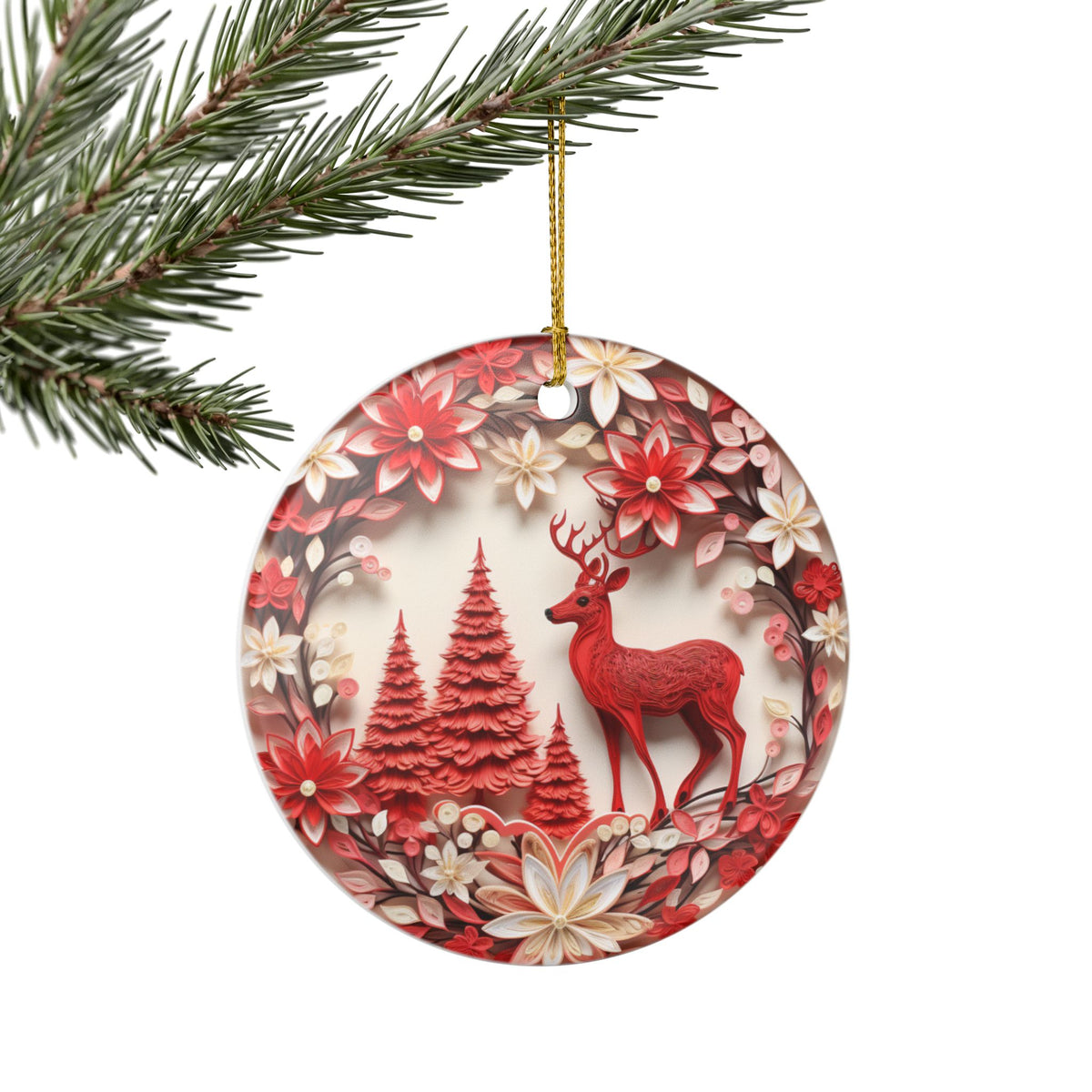 Red Reindeer Christmas Ornament   Item #384235
