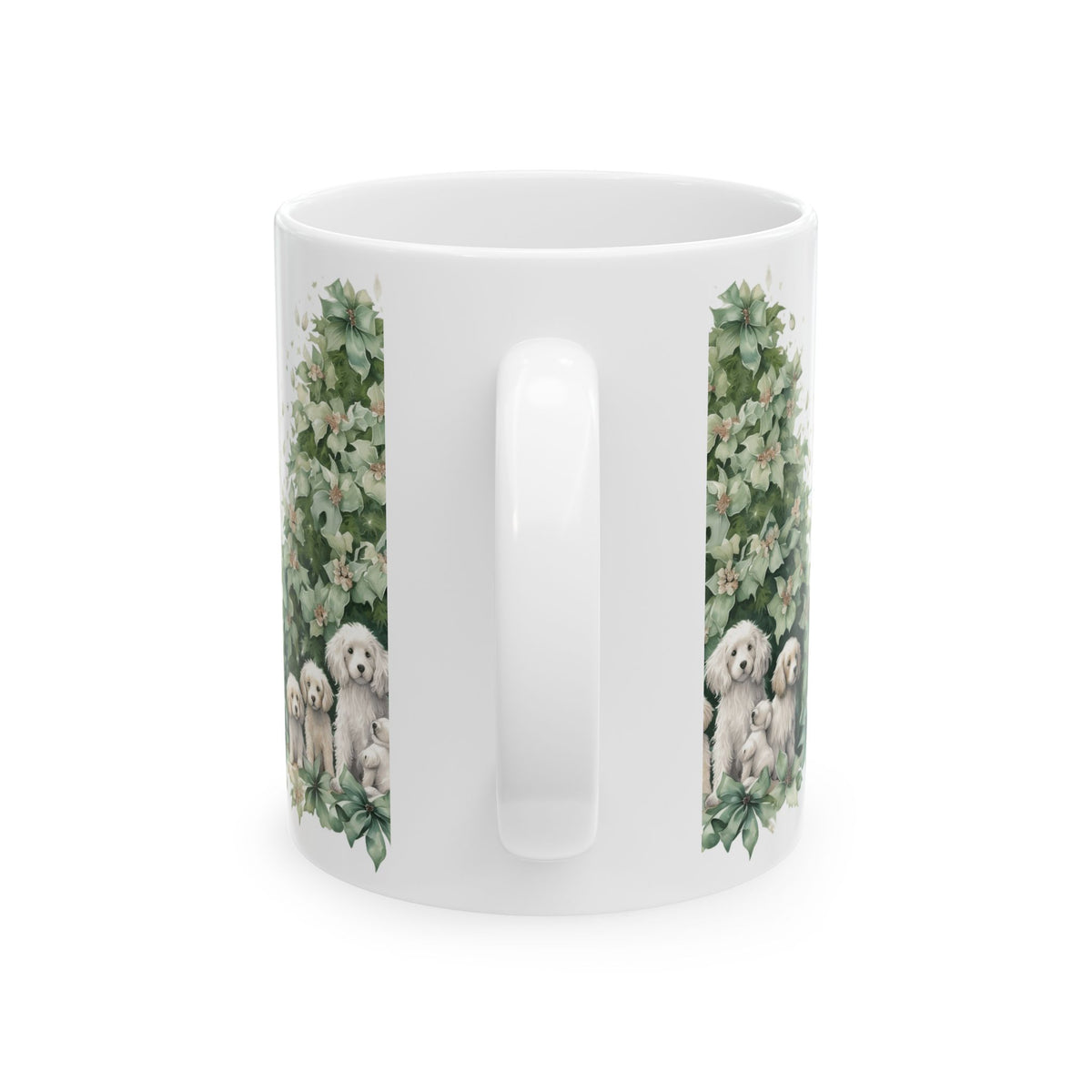 Holiday Puppy Tree Ceramic Mug — Cute Labradoodle Family Christmas Coffee Cup 11oz   Item #477944