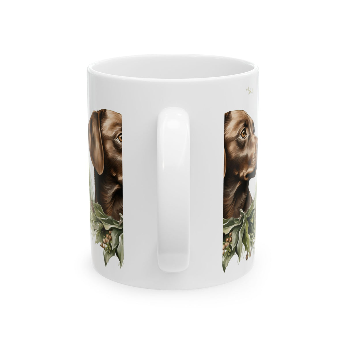 Chocolate Labrador Christmas Mug — Holiday Dog Portrait Ceramic Coffee Cup 11oz  Item #96007