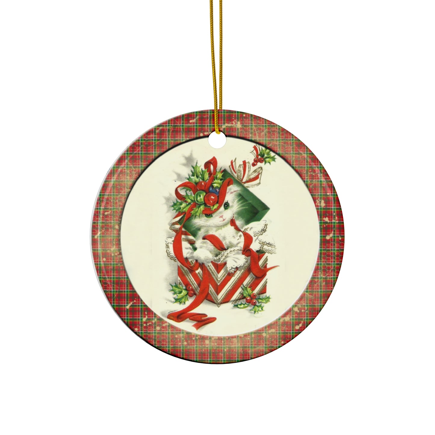 Christmas Kitten Ceramic Disc Ornament      Item #532648