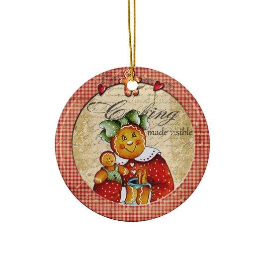 Gingerbread Woman Ceramic Disc Ornament        Item #3328942