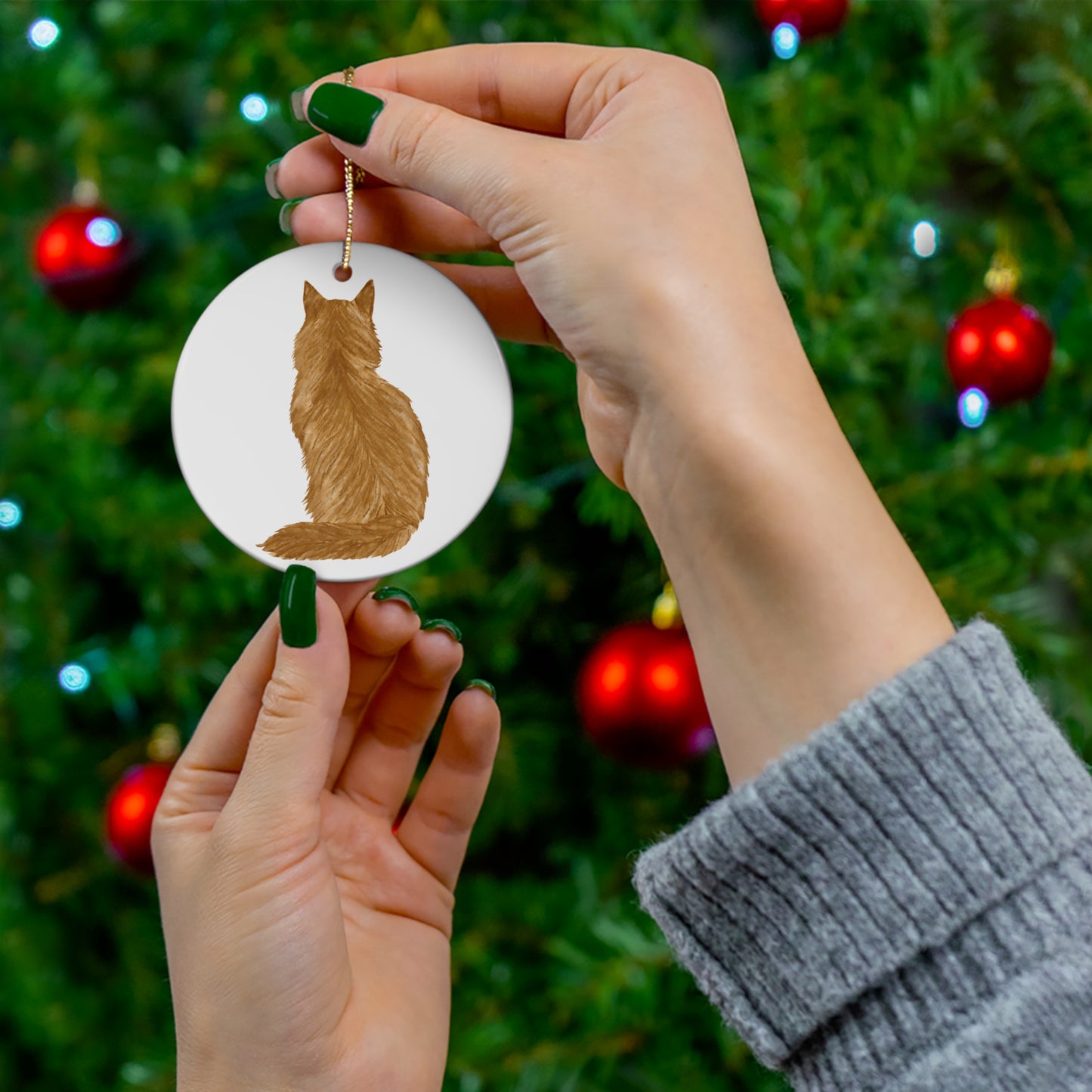 Cat Ceramic Disc Ornament          Item #4000897