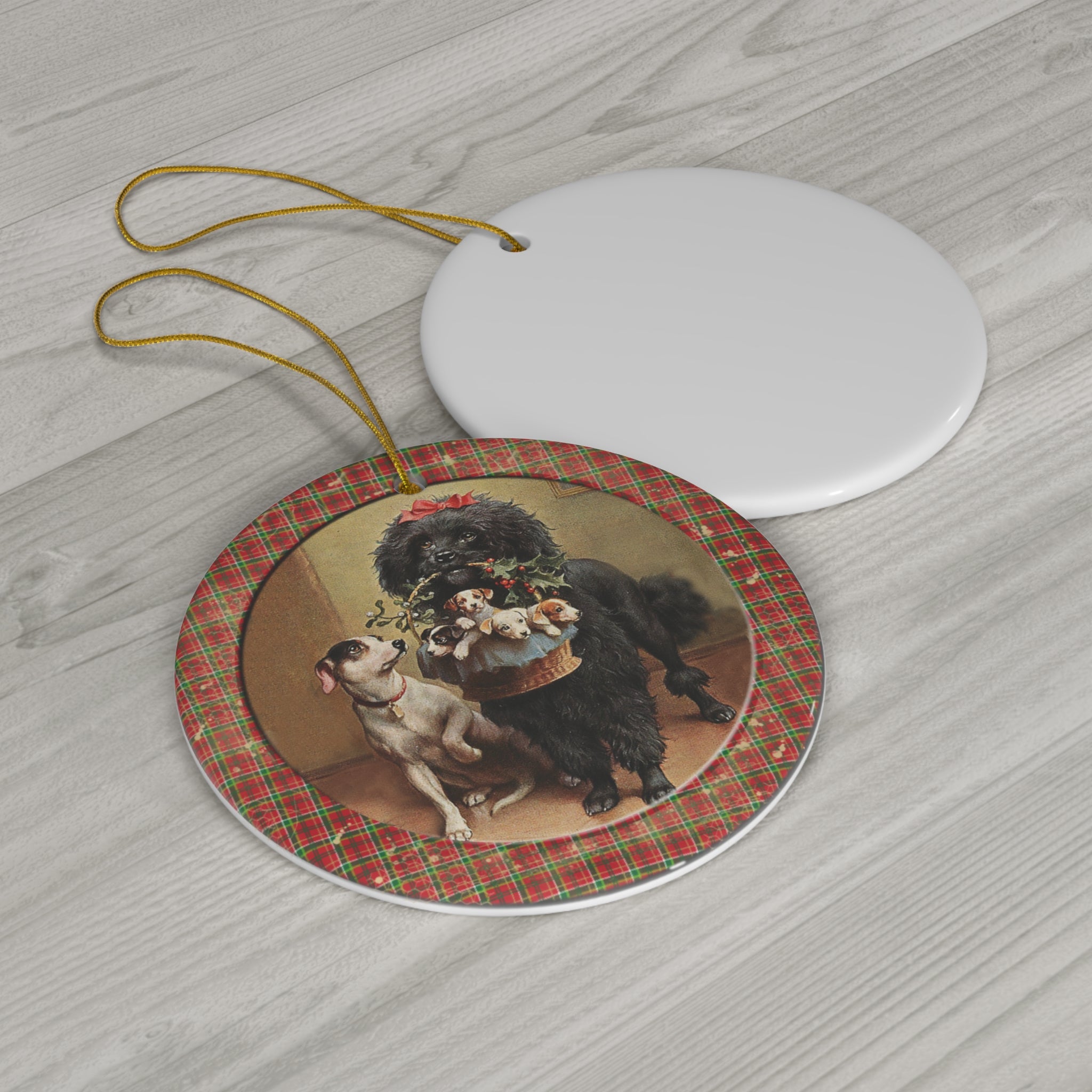 Christmas Dogs Ceramic Disc Ornament       Item #4397855