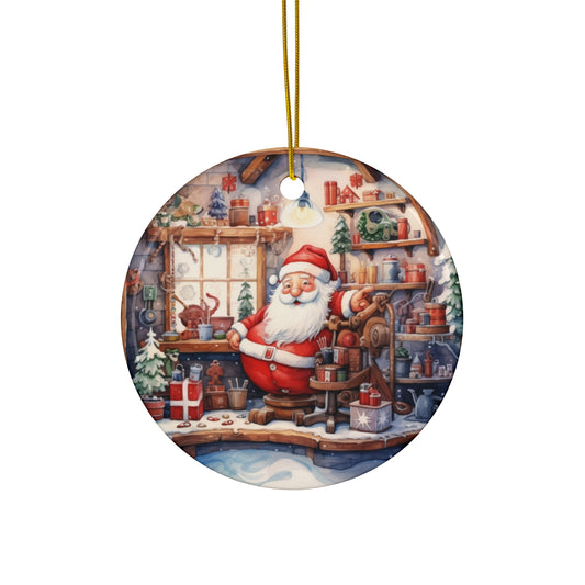 Santa Ceramic Disc Ornament         Item #616702